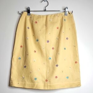 Talbots Embroidered Floral Yellow Skirt Size 10 women‎